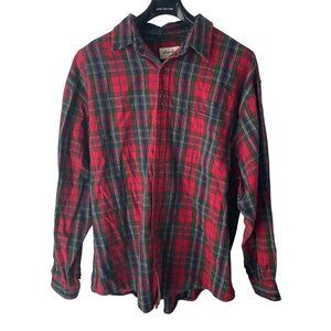Eddie Bauer Mens Red & Green Plaid Long-Sleeve Button-Up Flannel Shirt XXL